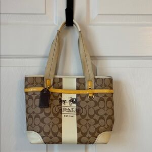 Coach Signature Brown and Cream Tote